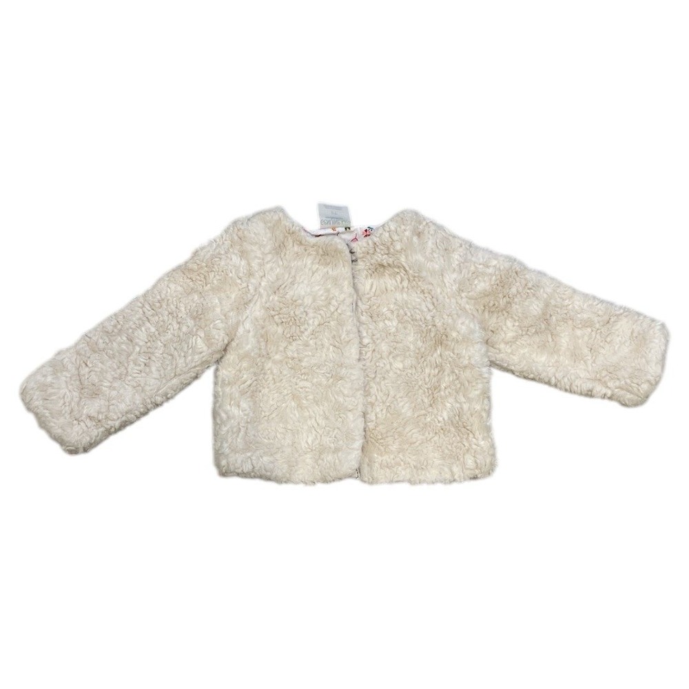 OshKosh Toddler's Girl Ivory Faux Fur Jacket‎ Shrug Cozy Dressy Formal, Size 2T